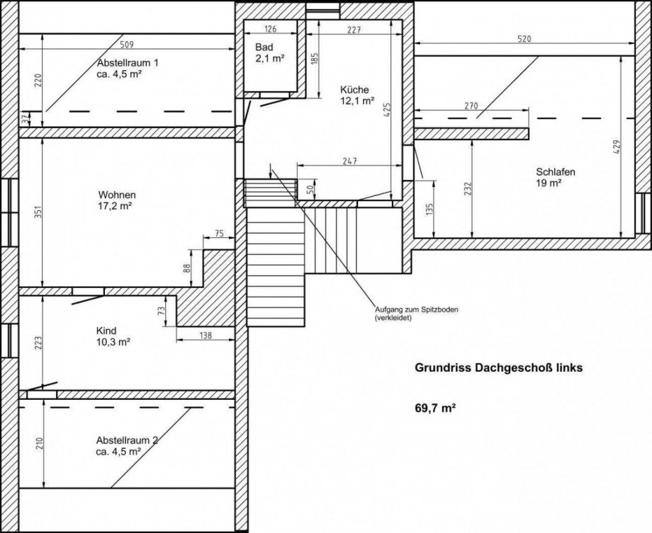 Grundriss DG links Mehrfamilienhaus Wettmershagen