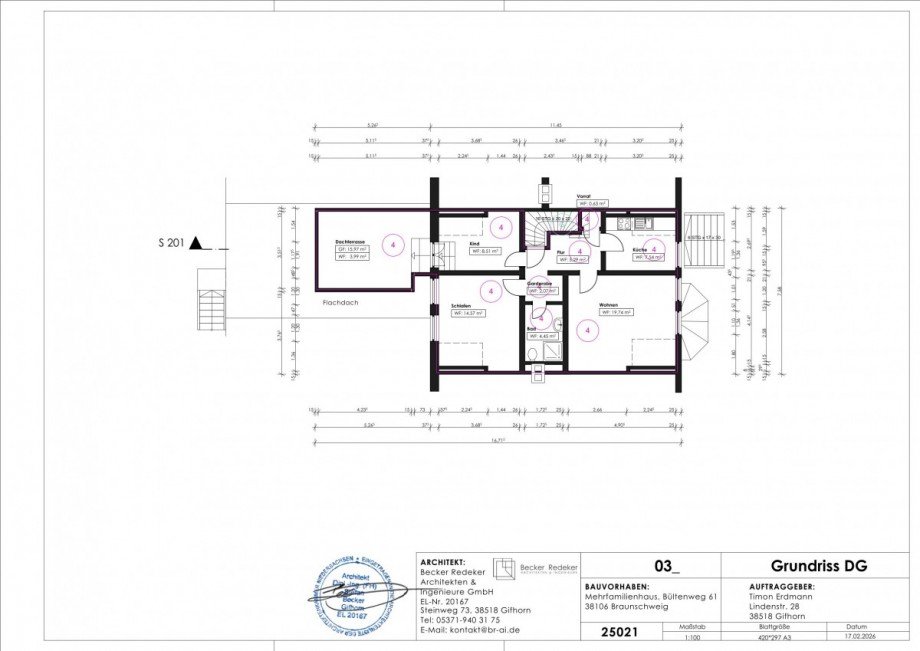 Grundriss DG Whg Mehrfamilienhaus Braunschweig