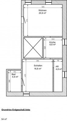Grundriss EG links Mehrfamilienhaus sucht Handwerker zum Ausbau und m�glicher Top-Rendite bei Vermietung.