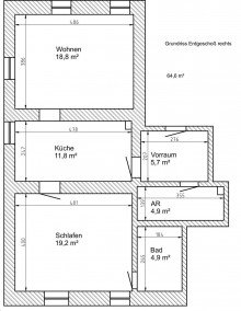 Grundriss EG rechts Mehrfamilienhaus sucht Handwerker zum Ausbau und m�glicher Top-Rendite bei Vermietung.
