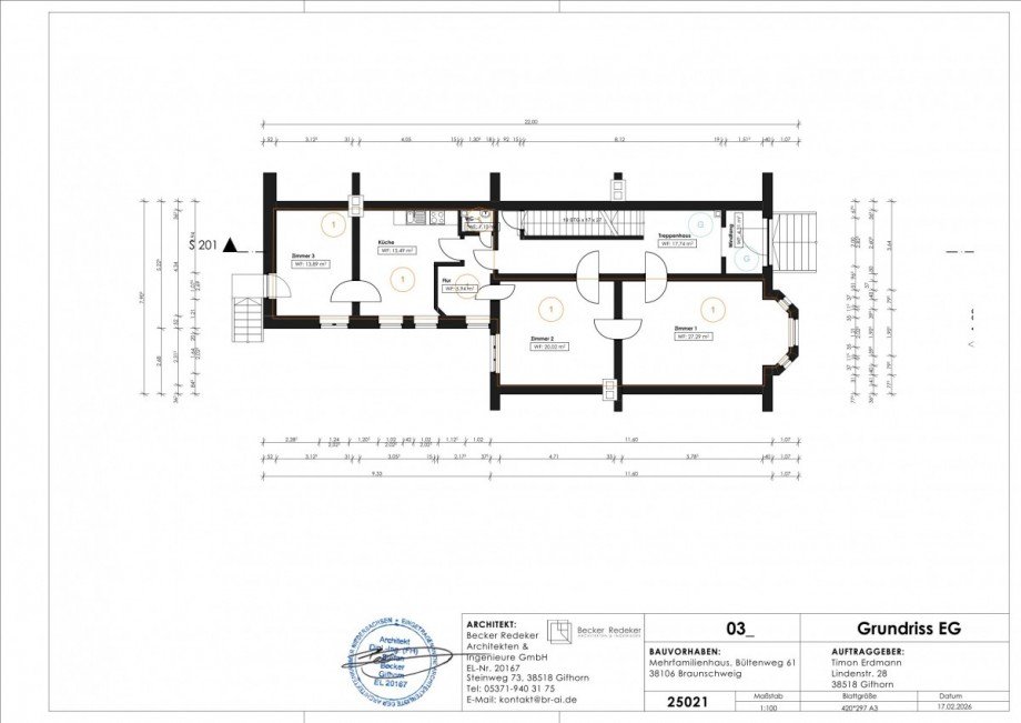 Grundriss EG Whg Mehrfamilienhaus Braunschweig